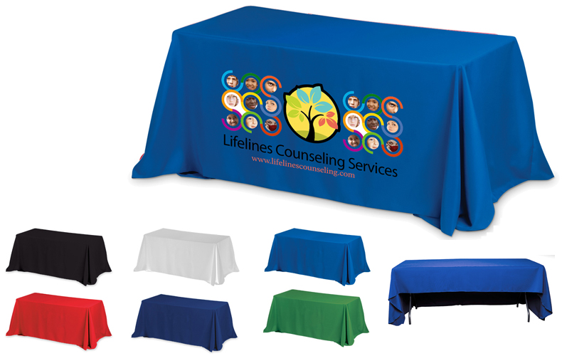Fit 6 Foot Table 3-Sided Economy Table Covers & Table Throws (PhotoImage Full Color)